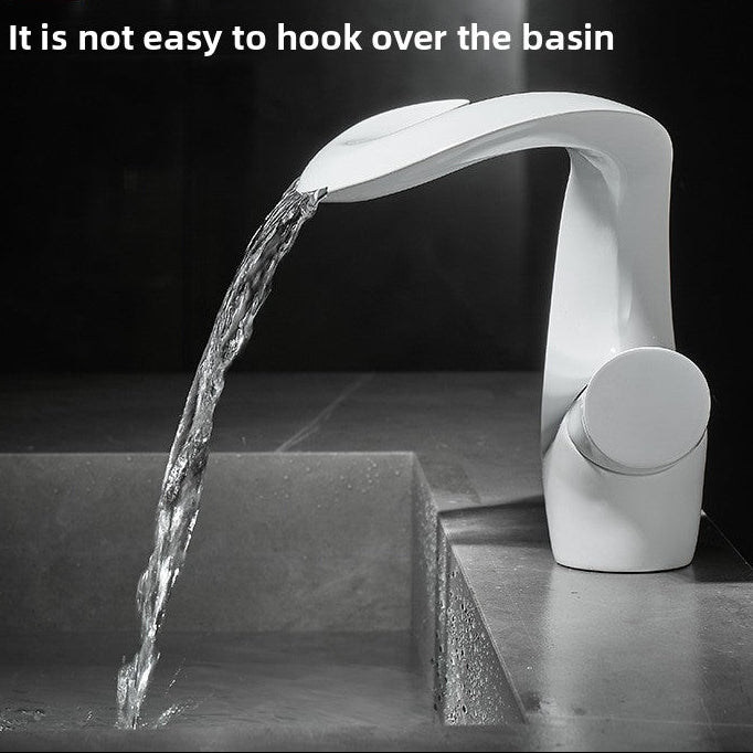 Curve Waterfall Basin Mixer · Pearl White — Arc Series · Form 05