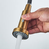 Pull-Down Kitchen Faucet · Brushed Brass — Origin Series · Form 01