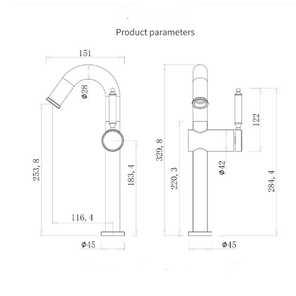 Tall Gooseneck Basin Mixer · Lacquer Red — Studio Colors · Form 02