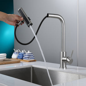 Multi-Mode Waterfall Kitchen Mixer · Brushed Steel  — Origin Series · Form 04