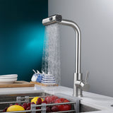 Multi-Mode Waterfall Kitchen Mixer · Brushed Steel  — Origin Series · Form 04