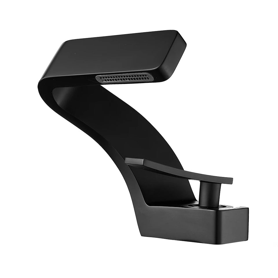 Wide Cascade Basin Mixer · Matte Black — Origin Series · Form 07