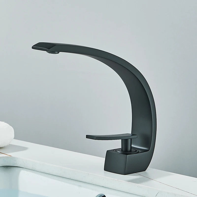 Arched Crescent Basin Mixer · Matte Black — Origin Series · Form 06