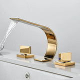 Twin Handle Cascade Basin Mixer · Polished Gold — Arc Series · Form 09