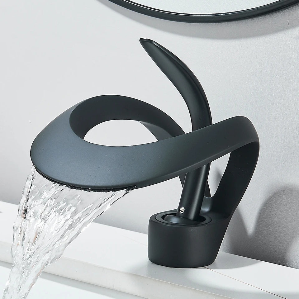 Waterfall Basin Mixer · Matte Black — Origin Series · Form 02