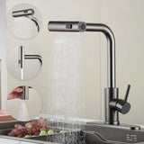 Multi-Mode Waterfall Kitchen Mixer · Brushed Steel  — Origin Series · Form 04