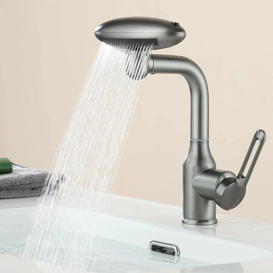 Multi-Mode Spa Basin Mixer · Brushed Steel — Origin Series · Form 09