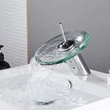 Glass Disc Waterfall Basin Mixer · Polished Chrome — Origin Series · Form 10