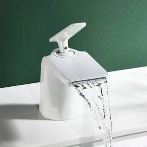 Block Cascade Basin Mixer · Soft White — Arc Series · Form 06