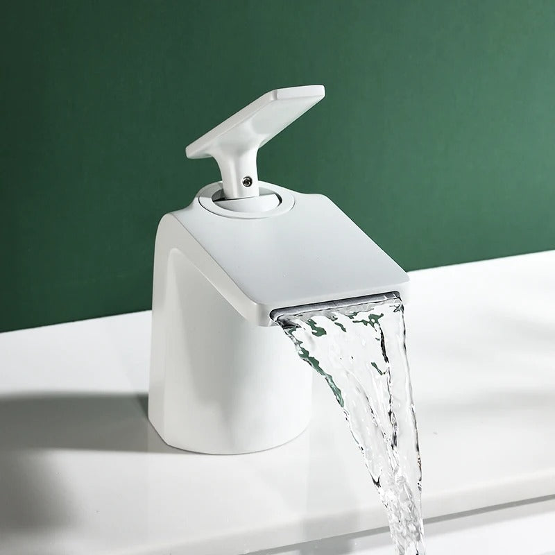 Block Cascade Basin Mixer · Soft White — Arc Series · Form 06