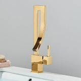 Sculpted Waterfall Basin Mixer · Polished Gold  — Origin Series · Form 05