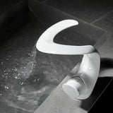 Curve Waterfall Basin Mixer · Pearl White — Arc Series · Form 05