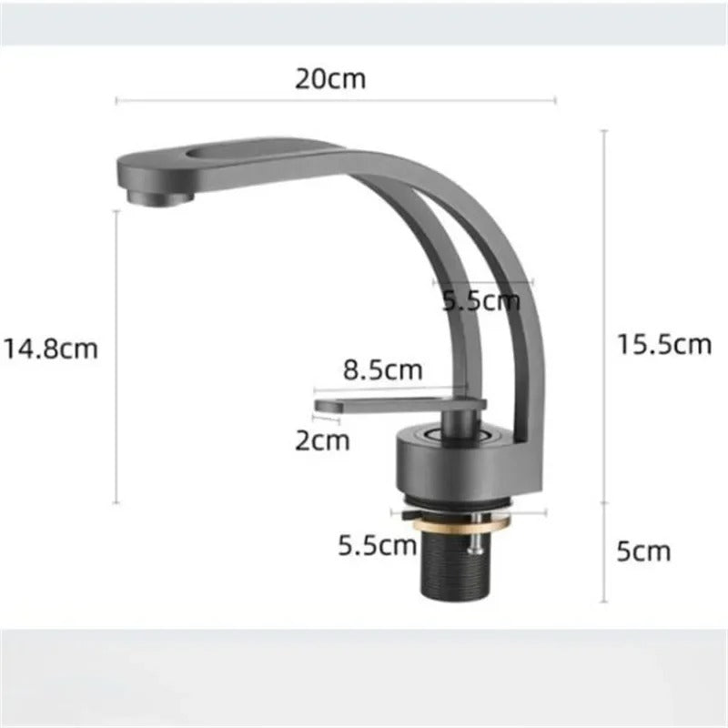 Loop Cascade Basin Mixer · Matte Black — Arc Series · Form 07