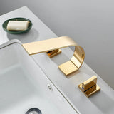 Twin Handle Cascade Basin Mixer · Polished Gold — Arc Series · Form 09