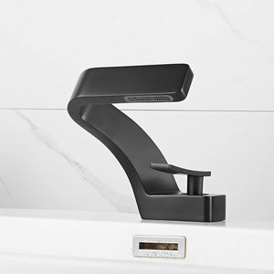 Wide Cascade Basin Mixer · Matte Black — Origin Series · Form 07