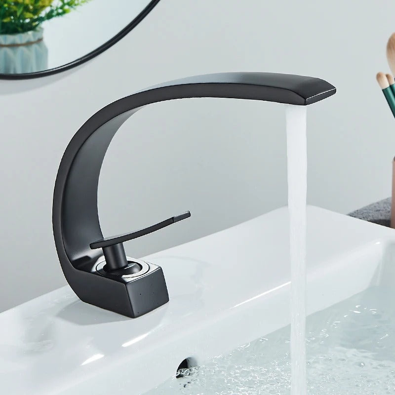 Arched Crescent Basin Mixer · Matte Black — Origin Series · Form 06