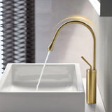 Gooseneck Basin Mixer · Brushed Gold — Arc Series · Form 08