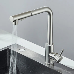 Architectural Pull-Out Kitchen Mixer · Brushed Steel — Origin Series · Form 03