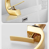 Sculpted Curve Basin Mixer · Polished Gold — Arc Series · Form 01
