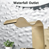 Wave Waterfall Basin Mixer · Brushed Gold — Arc Series · Form 02