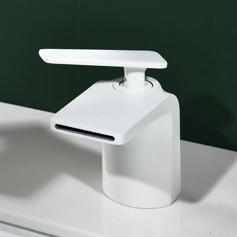 Block Cascade Basin Mixer · Soft White — Arc Series · Form 06