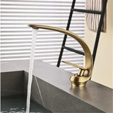 Crescent Apothecary Basin Mixer · Antique Brass — Arc Series · Form 10