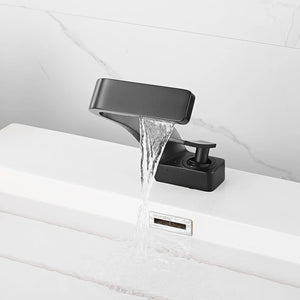 Wide Cascade Basin Mixer · Matte Black — Origin Series · Form 07