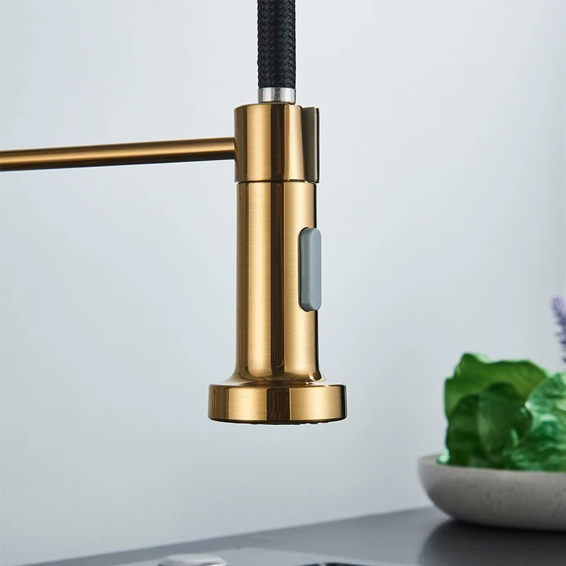 Pull-Down Kitchen Faucet · Brushed Brass — Origin Series · Form 01