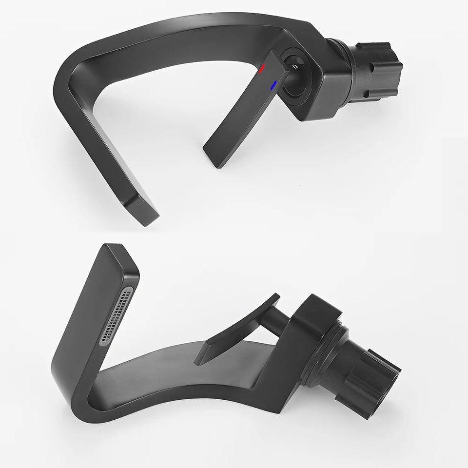 Wide Cascade Basin Mixer · Matte Black — Origin Series · Form 07