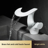 Curve Waterfall Basin Mixer · Pearl White — Arc Series · Form 05