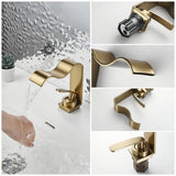 Wave Waterfall Basin Mixer · Brushed Gold — Arc Series · Form 02