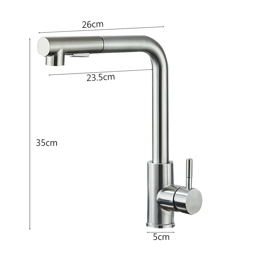 Architectural Pull-Out Kitchen Mixer · Brushed Steel — Origin Series · Form 03