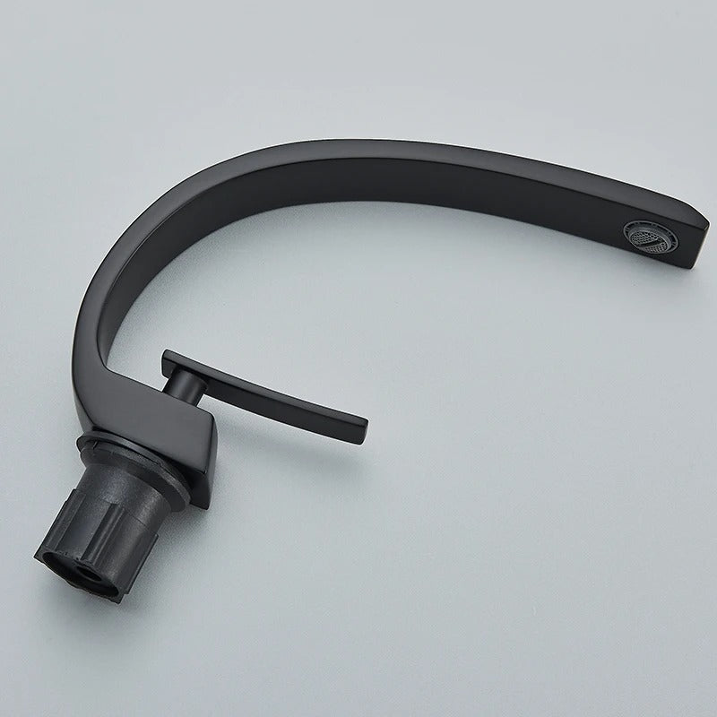 Arched Crescent Basin Mixer · Matte Black — Origin Series · Form 06