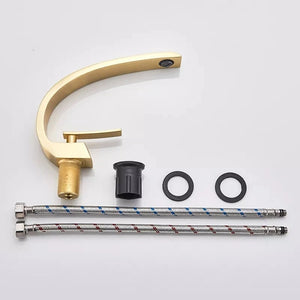Sculpted Curve Basin Mixer · Polished Gold — Arc Series · Form 01