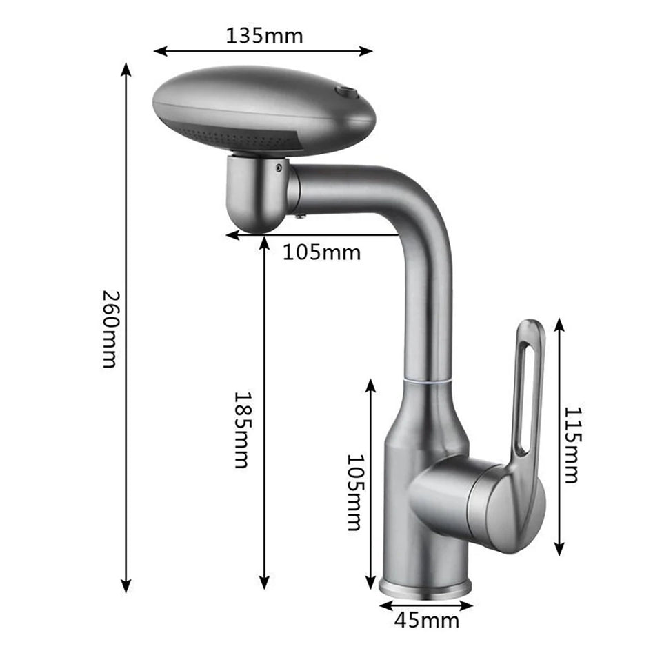 Multi-Mode Spa Basin Mixer · Brushed Steel — Origin Series · Form 09