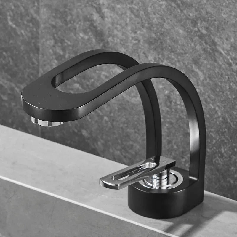 Loop Cascade Basin Mixer · Matte Black — Arc Series · Form 07