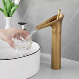 Heritage Waterfall Basin Mixer · Antique Brass — Arc Series · Form 04