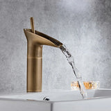 Heritage Waterfall Basin Mixer · Antique Brass — Arc Series · Form 04